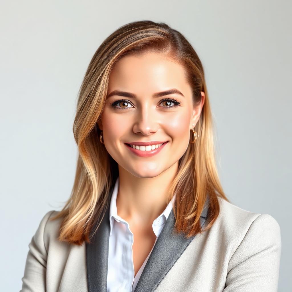 A confident professional headshot in soft natural light
