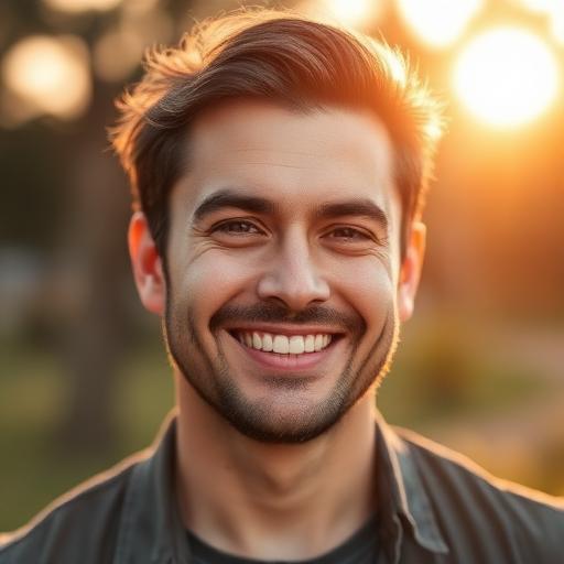 A relaxed, confident outdoor portrait in natural light