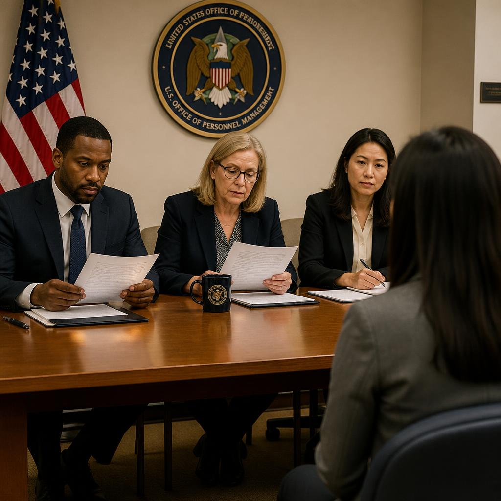 A government job applicant reviewing their rewritten resume